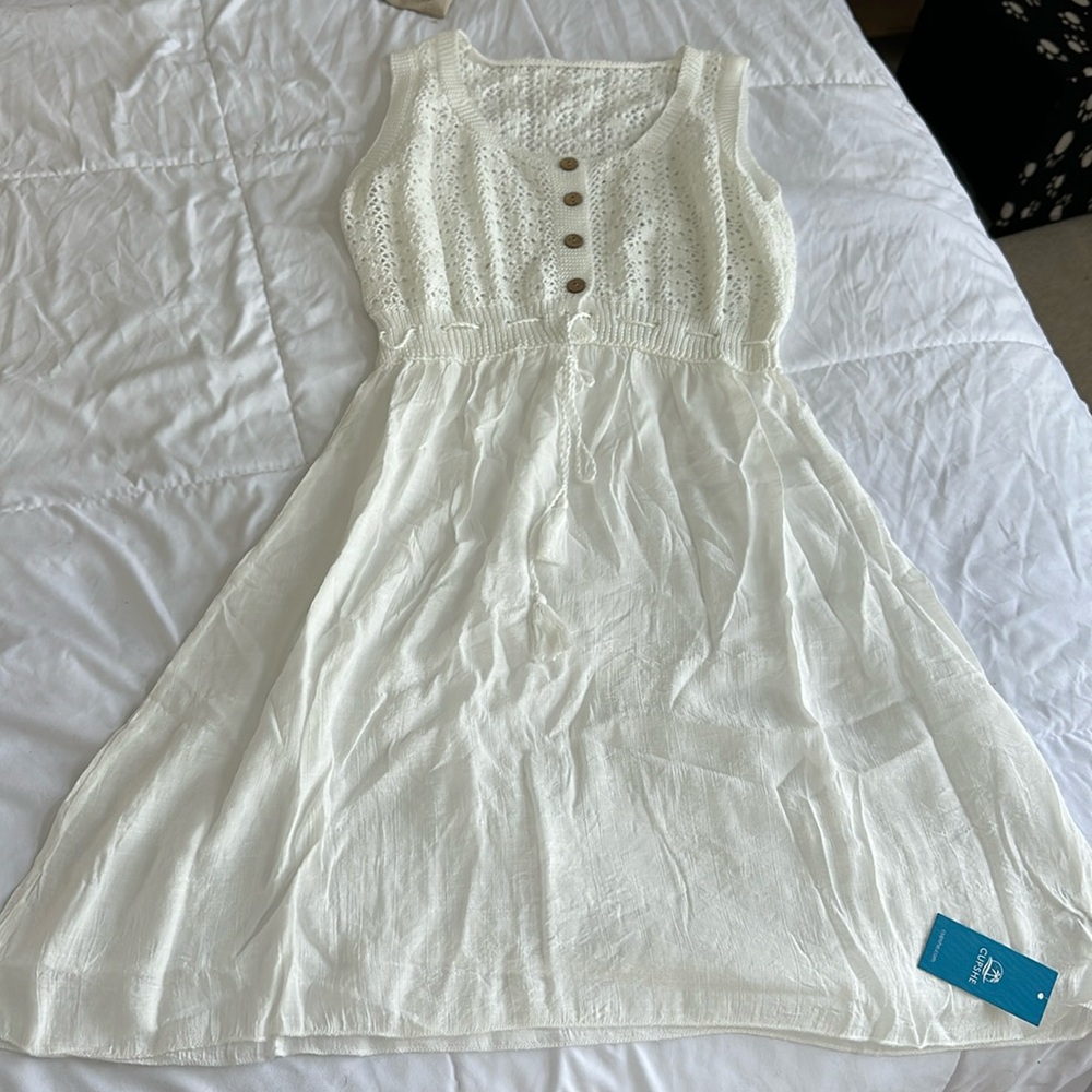 CUPSHE White Knit Linen Bathing Suit Coverup